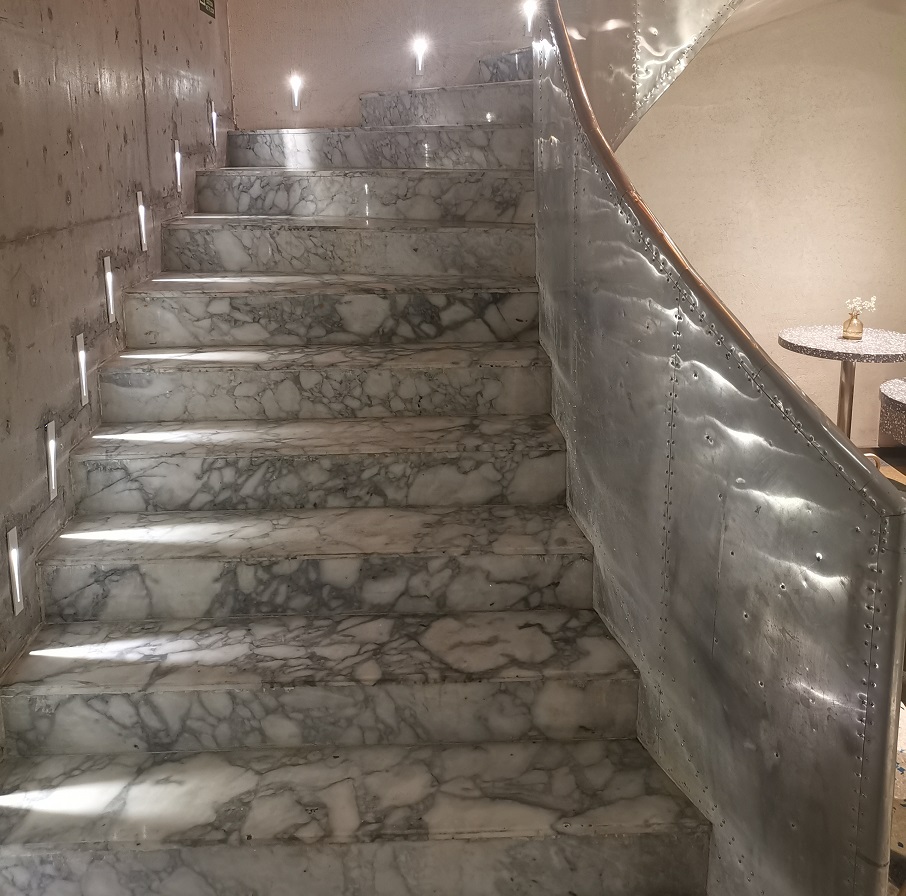 white marble stairs