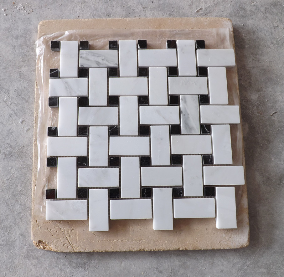 Basketweave White Marble Mosaics