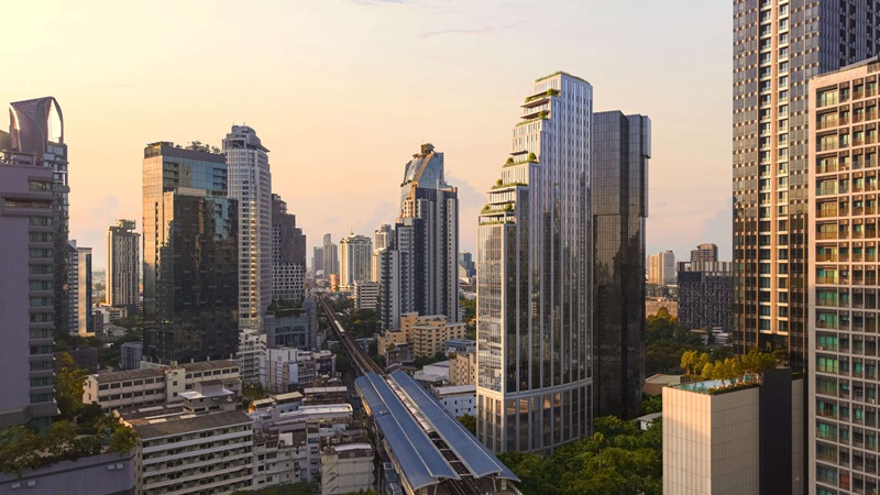 THONGLOR TOWER SKOPE externe Wandprojekt in BKK - Silberhimmelkalkstein